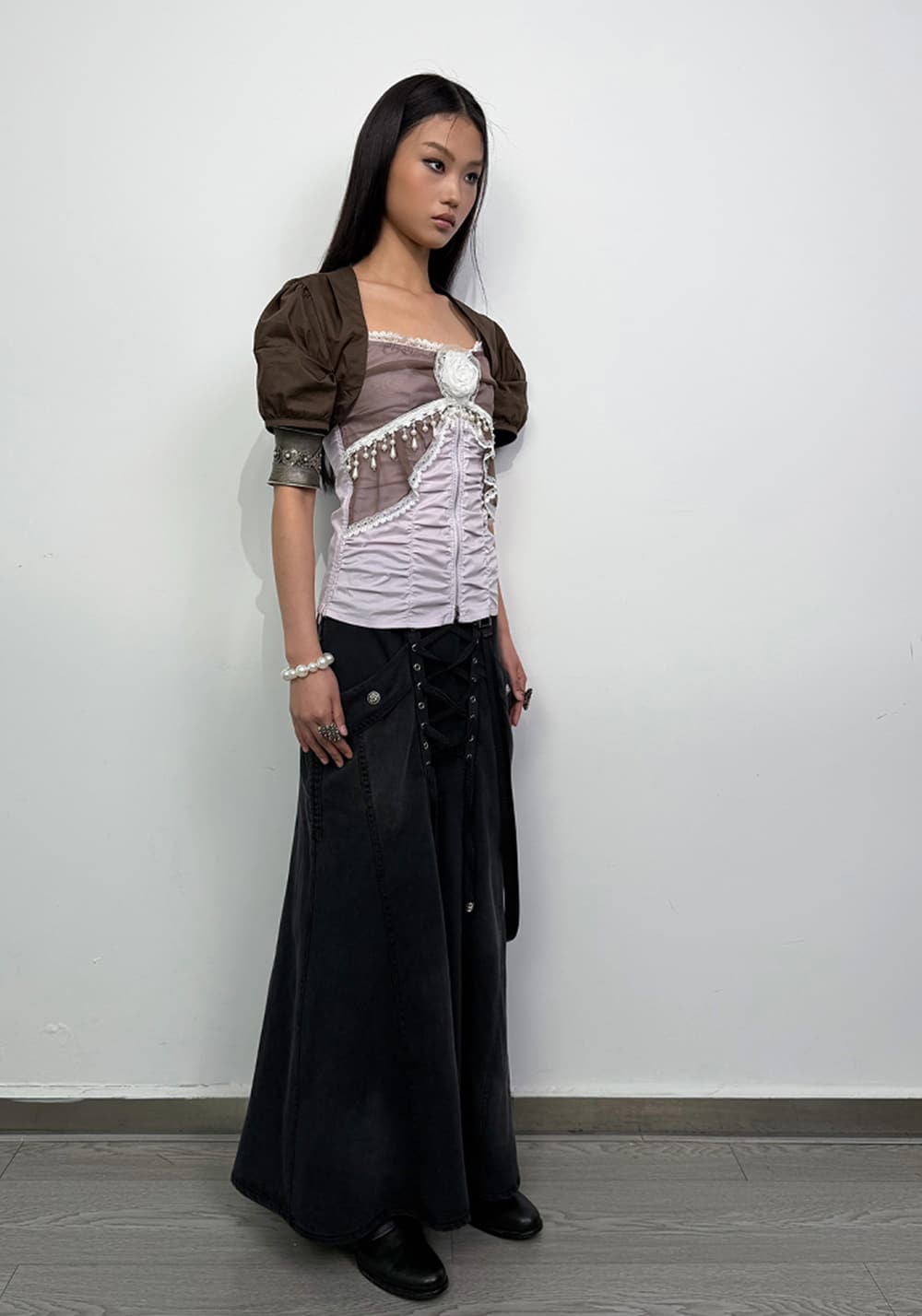 DOUBLEPUNCH丨Chiffon Lace Slim Fit Set - PSYLOS 1, DOUBLEPUNCH丨Chiffon Lace Slim Fit Set, T-Shirt, DOUBLEPUNCH, PSYLOS 1